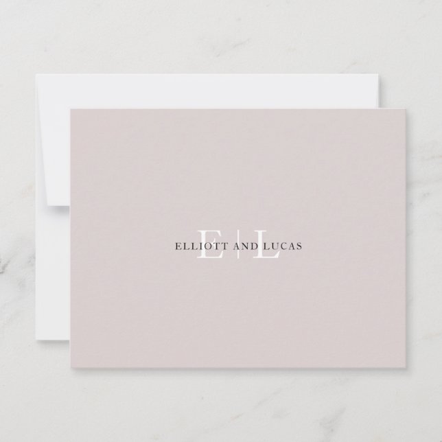 Chic Blush Pink Monogram Card (Front)