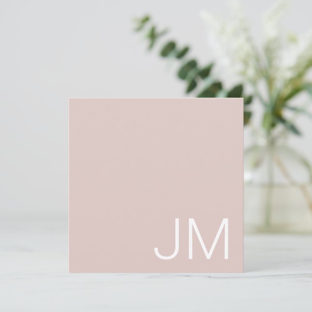 Chic Blush Pink Monogrammed Oversized Initials Card (Standing Front)