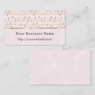 Chic Blush Pink Music Notes Business name website Card