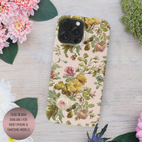 Chic Blush Pink Rose Yellow Flower Foliage Pattern