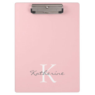 Chic Blush Pink Script Monogram Personalised Clipboard