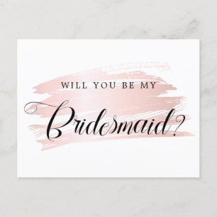 Chic Blush Pink Stroke Bridesmaid Proposal Postcard