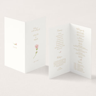 Chic Blush Rose Ivory Folded Card Wedding Program