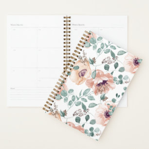 Chic Blush Watercolor Flowers Planner