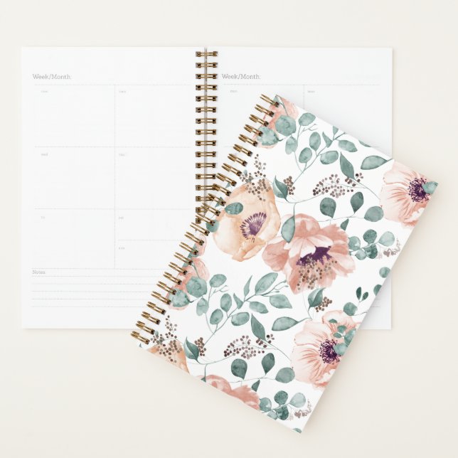 Chic Blush Watercolor Flowers Planner (Display)