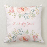 Chic Blush Watercolor Rose Boho Baby Girl Nursery Cushion<br><div class="desc">This feminine design features gorgeous watercolor blush pink roses with gold leaf accents</div>