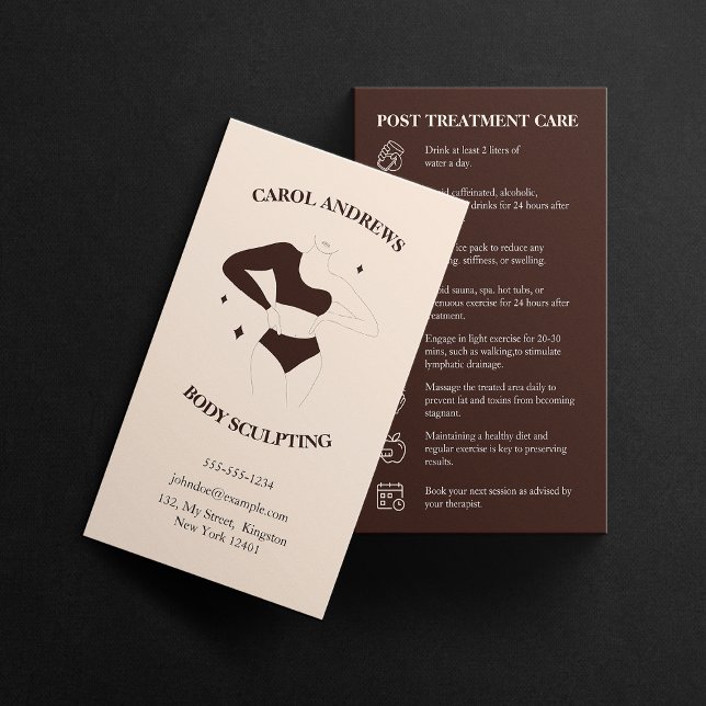 Chic Body Sculpting Post Treatment Care Spa Health Business Card (Creator Uploaded)