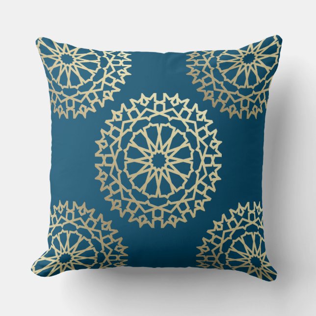 Chic Bohemian blue oil coussin Cushion (Front)