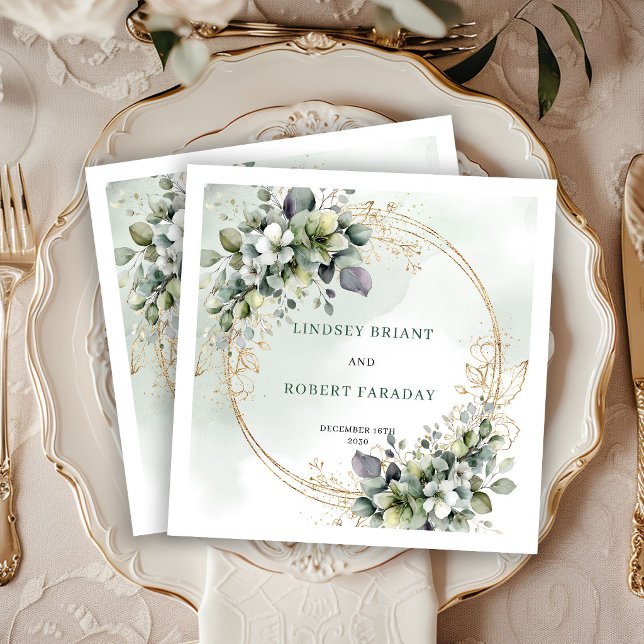 Chic Bohemian Botanical Wedding Napkins (Chic Bohemian Botanical Wedding Napkins)