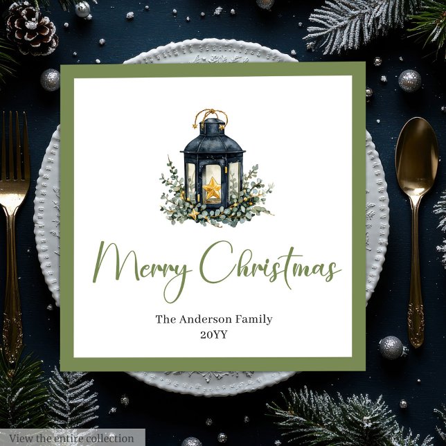 Chic Bohemian Christmas Lantern Rustic Party  Napkin (Chic Bohemian Christmas Lantern Rustic Party Napkins)