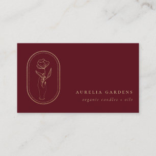 Chic Bohemian Golden Floral Logo Business Card