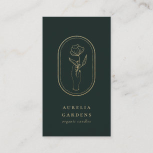 Chic Bohemian Golden Floral Logo Business Card