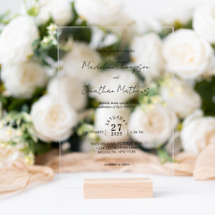 Chic Bohemian Handwritten Script Wedding Acrylic Invitations