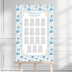 Chic Bohemian Light Blue Gold Sparkle Seating Char Poster