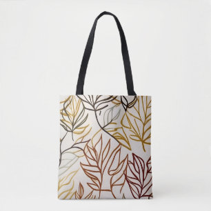 Chic boho autumn leaves vector abstract tote bag