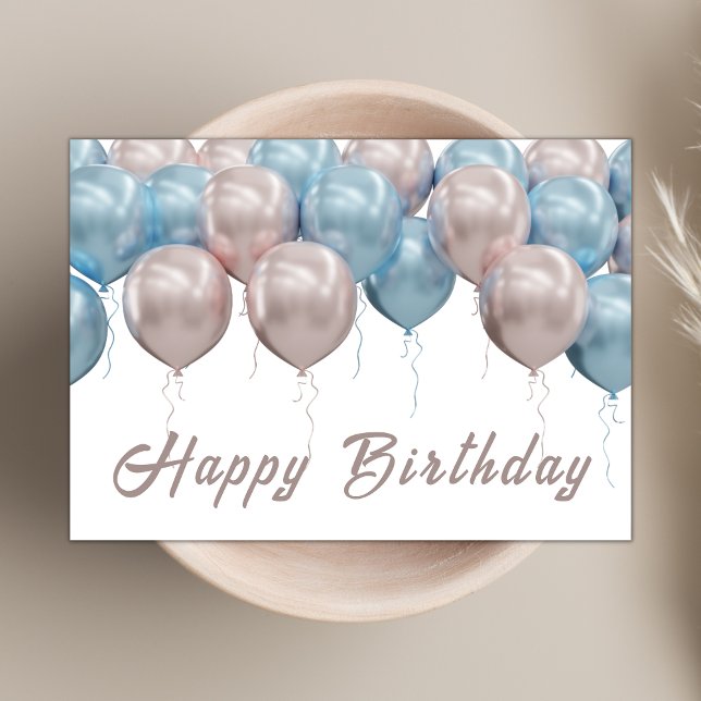 Chic Boho Balloons Modern Script Happy Birthday Card (Creator Uploaded)