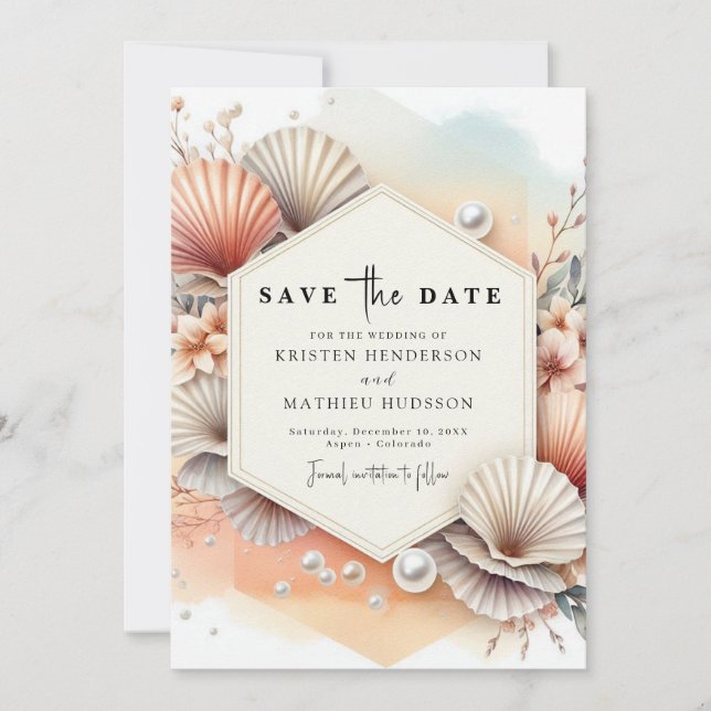 Chic Boho Beach Wedding Save The Date (Front)