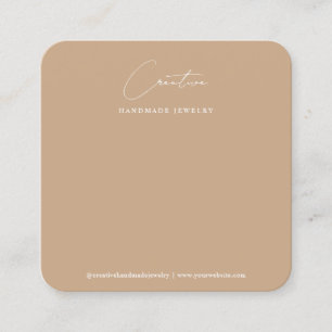 Chic Boho Beige Handwritten Script Jewellery Displ Square Business Card