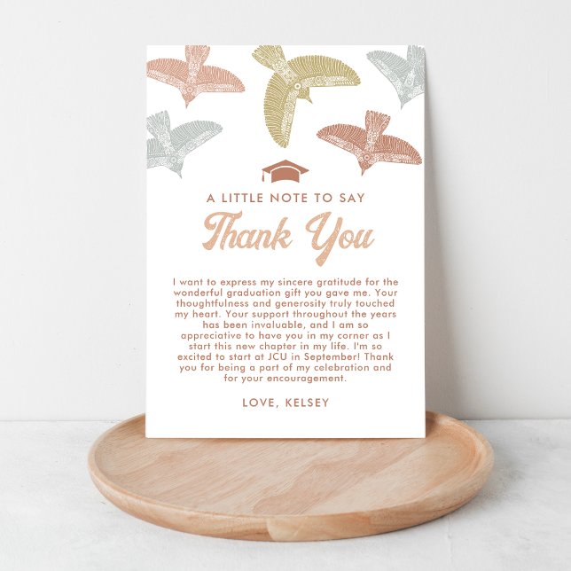 Chic Boho Birds | Graduation Thank You Card (Creator Uploaded)