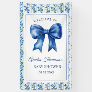 Chic Boho Blue Wildflower Boy floral Baby Shower  Banner