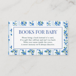 Chic Boho Blue Wildflower Boy floral Baby Shower  Enclosure Card