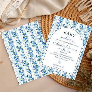 Chic Boho Blue Wildflower Boy floral Baby Shower Invitation