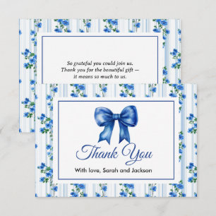Chic Boho Blue Wildflower Boy floral Baby Shower  Thank You Card