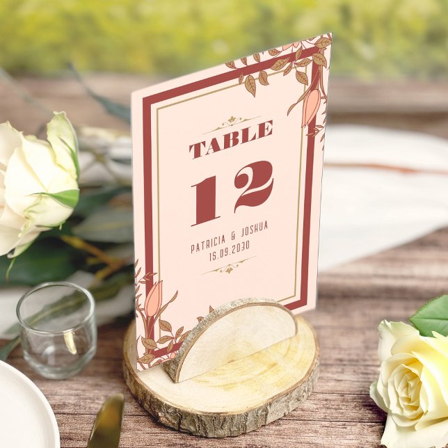 Chic Boho Blush Beige Wedding Table Number (Creator Uploaded)
