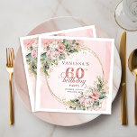 Chic Boho Blush Pink Greenery 60th Birthday Napkin<br><div class="desc">✅ For matching items search 36-60 in my collections ✅ Celebrate a special milestone with elegant Sweet Sixteen napkins featuring soft pink florals, eucalyptus greenery, and delicate rose gold accents. Perfect for stylish party décor, these napkins add a charming boho touch to the celebration. High-quality printing ensures beautiful color and...</div>