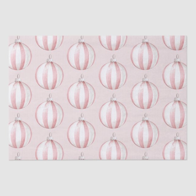 Chic Boho Blush Pink Striped Ornaments Tissue Paper (Front)