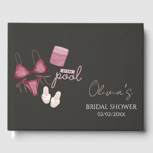 Chic boho bridal shower pool party  guest book