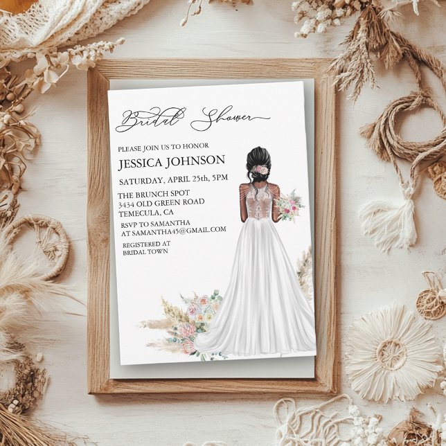 Chic Boho Bridal Shower Wedding Dress  Invitation (Creator Uploaded)