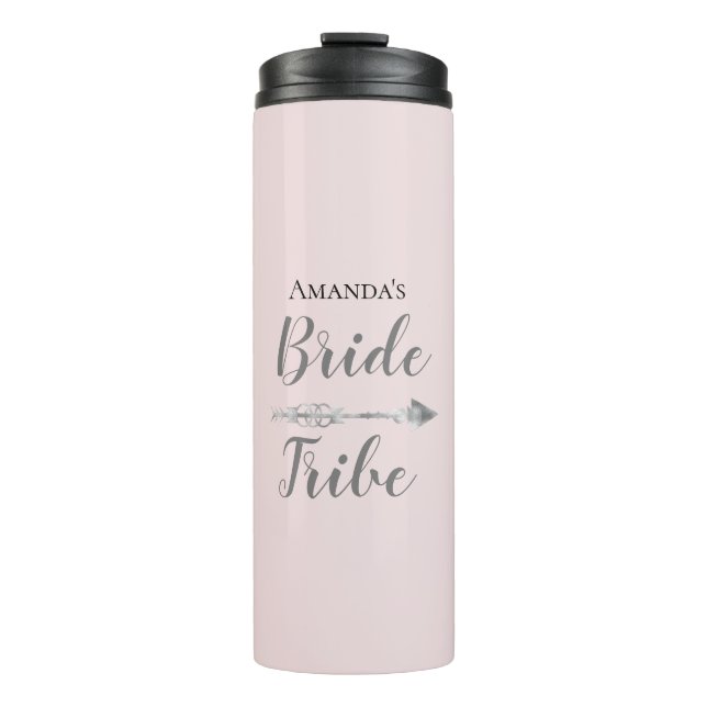 Chic Boho Bride Tribe on Pink Personalised     Thermal Tumbler (Front)