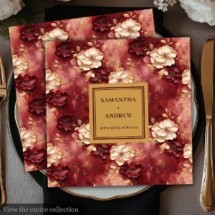 Chic Boho Burgundy Blush Gold Wedding Napkins