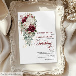 Chic Boho Burgundy White Floral Wedding Invitation<br><div class="desc">✅ For matching items search 208W in my collections ✅ Celebrate your love with this boho watercolor wedding invitation, featuring burgundy and white roses accented with gold leaves. Designed in a luxurious palette of burgundy, marsala, maroon, deep red, blush, and gold, this invitation combines romantic elegance with boho charm, perfect...</div>