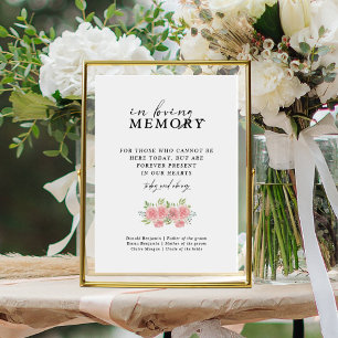 Chic Boho Carnation In Loving Memory Wedding Sign