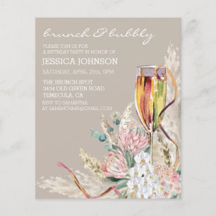 Chic Boho Champagne Brunch Bubbly Birthday Party