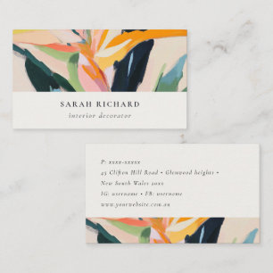Chic Boho Colorful Bird of Paradise Painted Floral Business Card