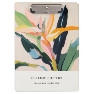Chic Boho Colorful Bird of Paradise Painted Floral Clipboard