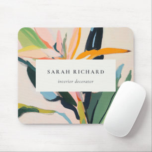 Chic Boho Colorful Bird Of Paradise Painted Floral Mouse Pad