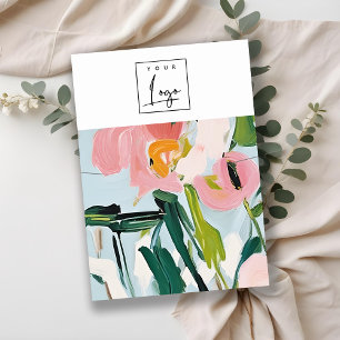 Chic Boho Colorful Painted Floral Necklace Logo Business Card