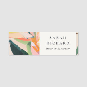 Chic Boho Colourful Bird Of Paradise Painted Flora Name Tag