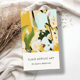 Chic Boho Colourful Ochre Yellow Painted Floral Business Card