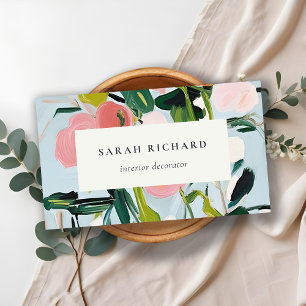 Chic Boho Colourful Pink Blue Green Painted Floral Business Card