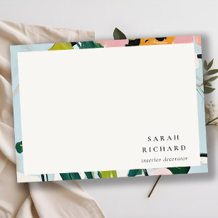 Chic Boho Colourful Pink Blue Green Painted Floral Card