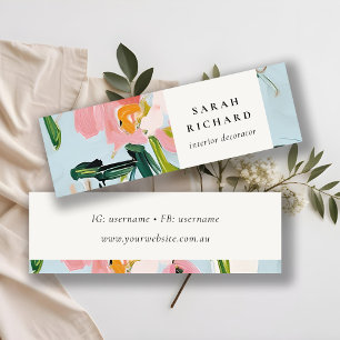 Chic Boho Colourful Pink Blue Green Painted Floral Mini Business Card