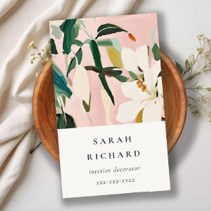 Chic Boho Colourful Pink Teal Green Painted Floral Business Card