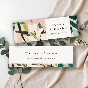 Chic Boho Colourful Pink Teal Green Painted Floral Mini Business Card