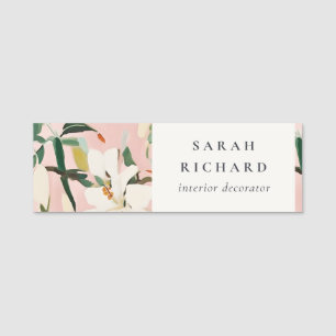Chic Boho Colourful Pink Teal Green Painted Floral Name Tag