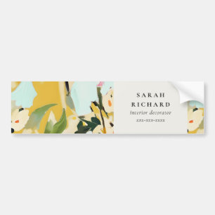 Chic Boho Colourful Yellow Ochre Painted Floral Bumper Sticker
